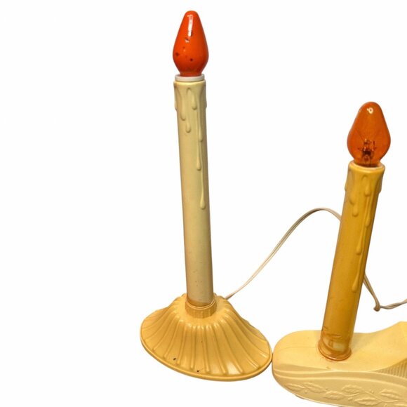 Vintage 1950s 5-Light Orange Plastic Christmas Candelabra Incandescent Holiday - Picture 4 of 16